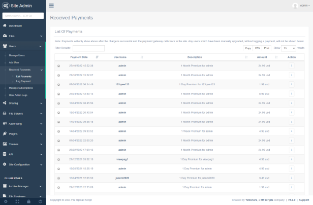 Received Payments Admin